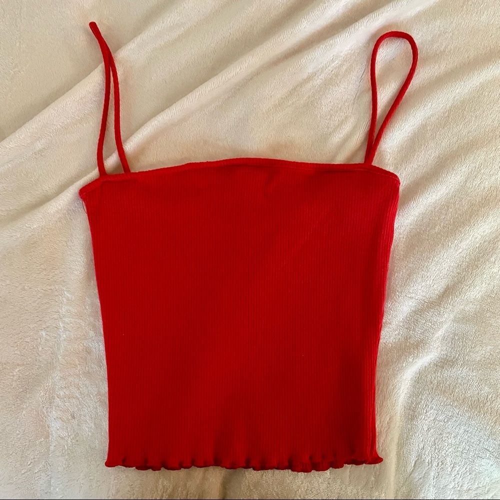 Ribbed Red Crop Tank Mendocino Room Service M